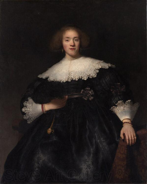 REMBRANDT Harmenszoon van Rijn Portrait of a woman with a fan (mk33) France oil painting art